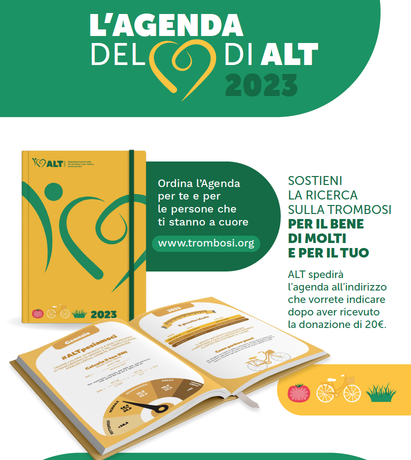 AGENDA DEL CUORE 2023 PER SOSTENERE LA RICERCA SULLA TROMBOSI